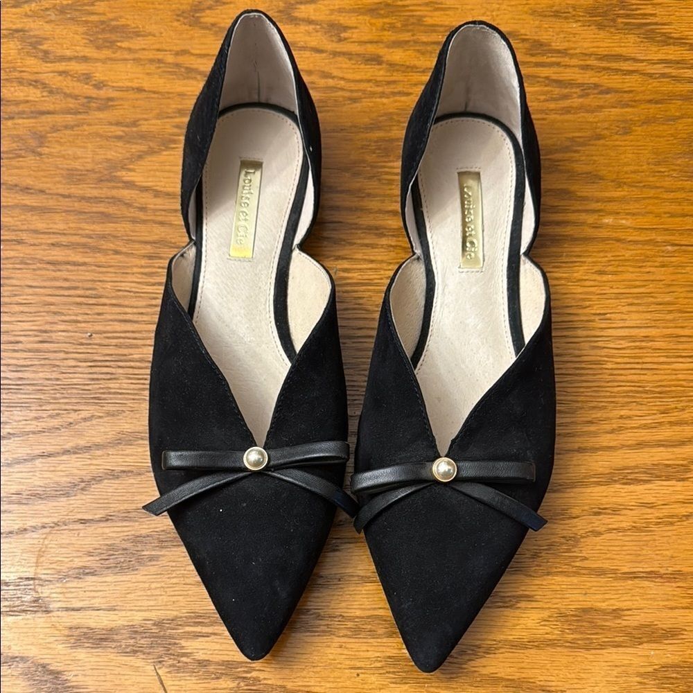 Louise et Cie Black Flats with Bow and d'Orsay Design